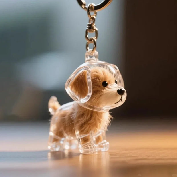 Dog Hair Keepsake Keychain – Memorial Pet Fur Holder, Mini Memory Box, Keyring Pendant