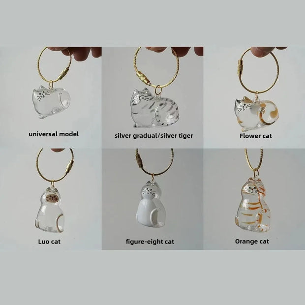Cat Hair Keepsake Keychain – Memorial Pet Fur Holder, Cute Cat Design, Mini Storage Box