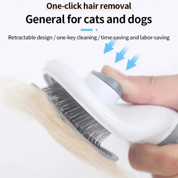 Pet Hair Remover Brush – Self-Cleaning Grooming Tool for Cats & Dogs