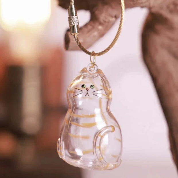 Cat Hair Keepsake Keychain – Memorial Pet Fur Holder, Cute Cat Design, Mini Storage Box