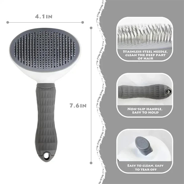 Pet Hair Remover Brush – Self-Cleaning Grooming Tool for Cats & Dogs