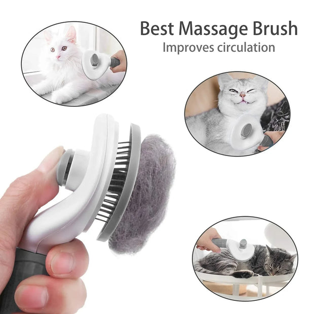 Pet Hair Remover Brush – Self-Cleaning Grooming Tool for Cats & Dogs