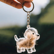 Dog Hair Keepsake Keychain – Memorial Pet Fur Holder, Mini Memory Box, Keyring Pendant