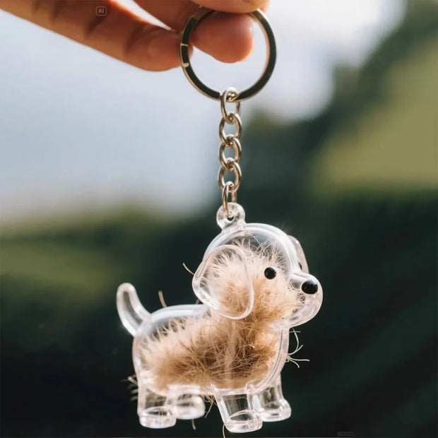 Dog Hair Keepsake Keychain – Memorial Pet Fur Holder, Mini Memory Box, Keyring Pendant