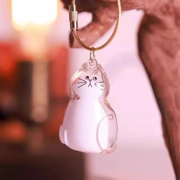 Cat Hair Keepsake Keychain – Memorial Pet Fur Holder, Cute Cat Design, Mini Storage Box