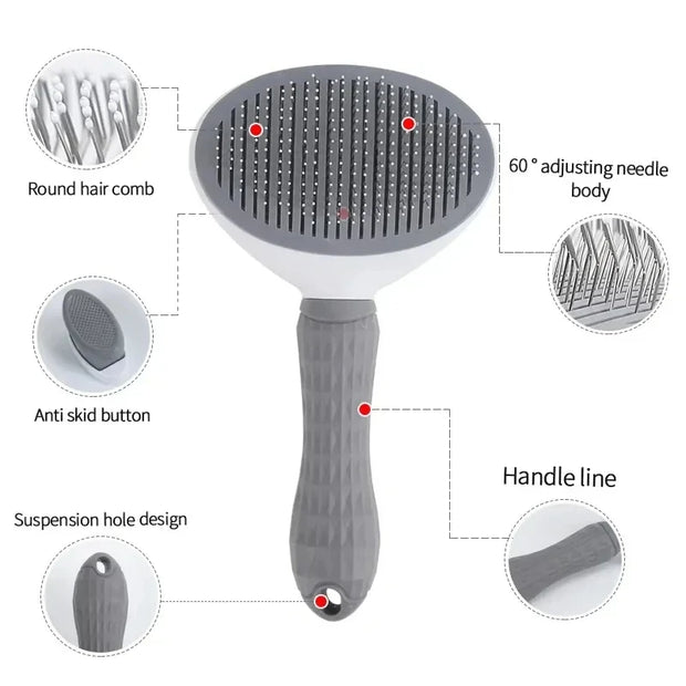 Pet Hair Remover Brush – Self-Cleaning Grooming Tool for Cats & Dogs